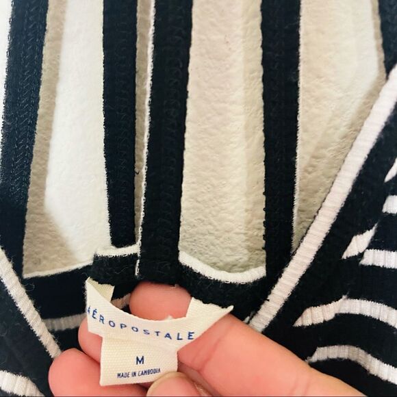 EUC Aeropostale Black Striped Bodycon Dress Medium - Picture 6 of 6